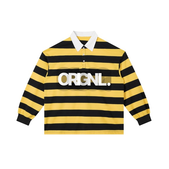 Cool Minimalistic Striped Yellow and Black Men Rugby Shirt ORIGNL™ Vintage Tee